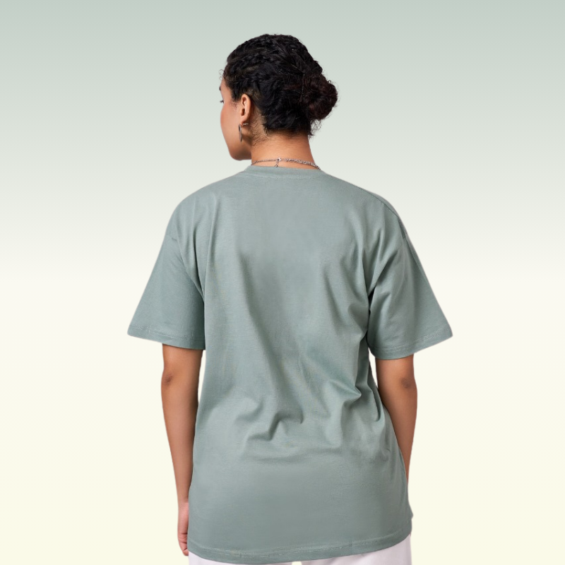 Sage Green color 100% Cotton oversized unisex TShirt basic. Soft and light against the skin