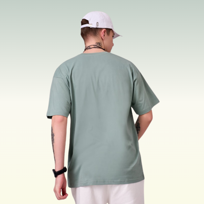 Sage Green color 100% Cotton oversized unisex TShirt basic. Soft and light against the skin