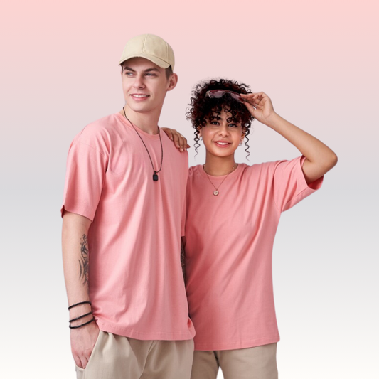 Peach color 100% Cotton oversized unisex TShirt basic. Soft and light against the skin. 