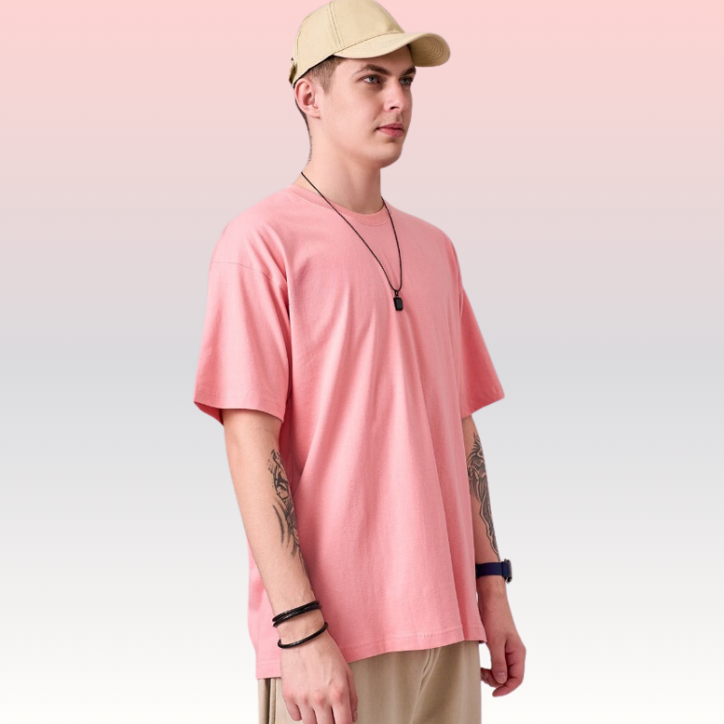 Peach color 100% Cotton oversized unisex TShirt basic. Soft and light against the skin. 