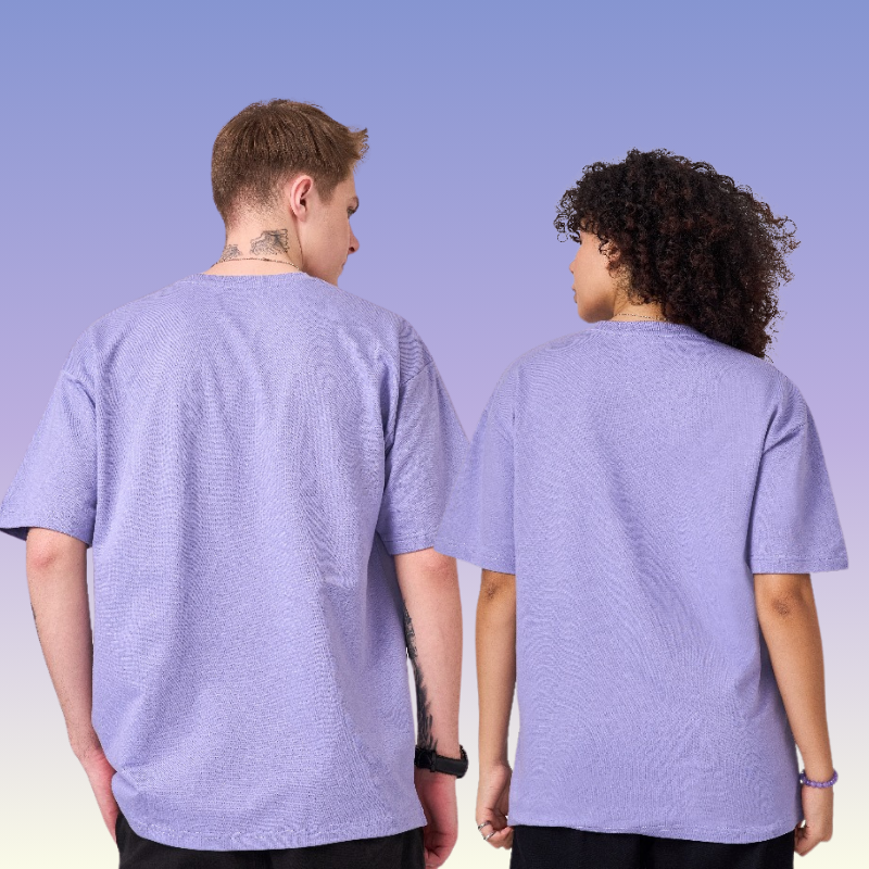 Lavender color 100% Cotton drop shoulder unisex TShirt basic. Premium heavy fabric drapes very well over your frame & is a great choice for evening wear. 