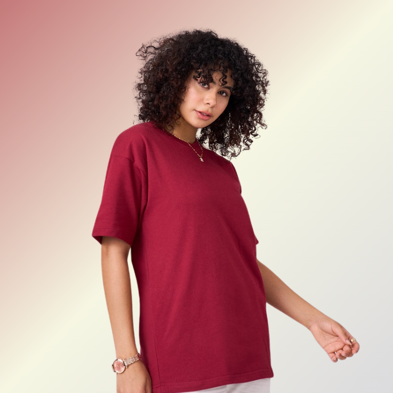 Maroon color 100% Cotton drop shoulder unisex TShirt basic. Premium heavy fabric drapes very well over your frame & is a great choice for evening wear.