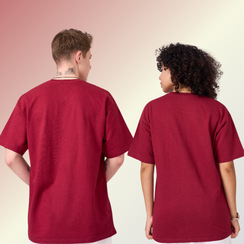 Maroon color 100% Cotton drop shoulder unisex TShirt basic. Premium heavy fabric drapes very well over your frame & is a great choice for evening wear.