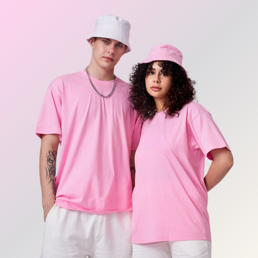 Pink color 100% Cotton oversized unisex TShirt basic. Soft and light against the skin