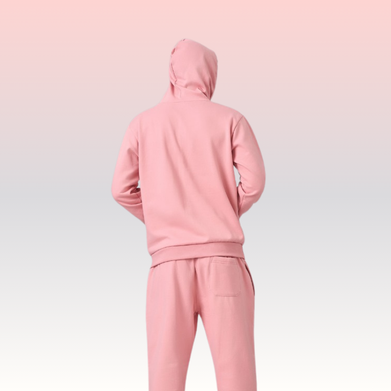 Candy color fleece lined 100% cotton hoodie set comprising of sweatshirt & full length joggers