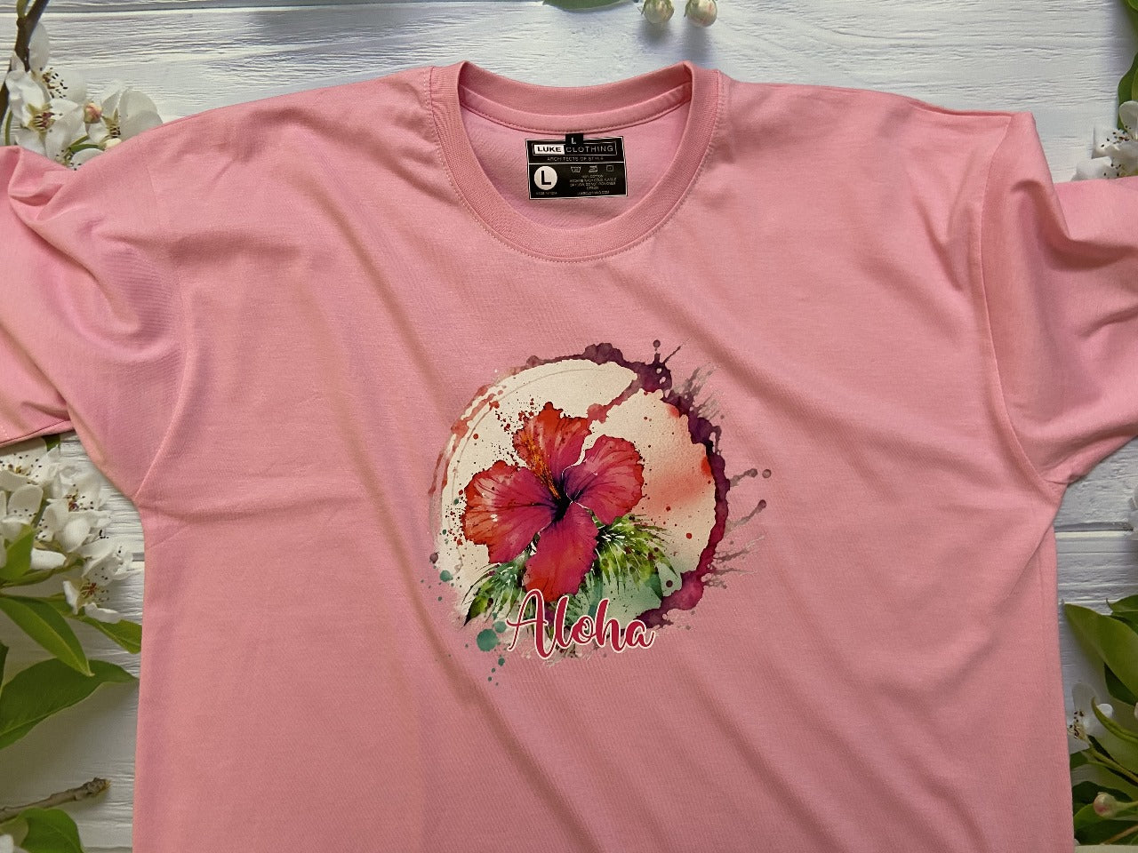 Lightweight 100% Cotton Tee for summer in Pink color with graphics