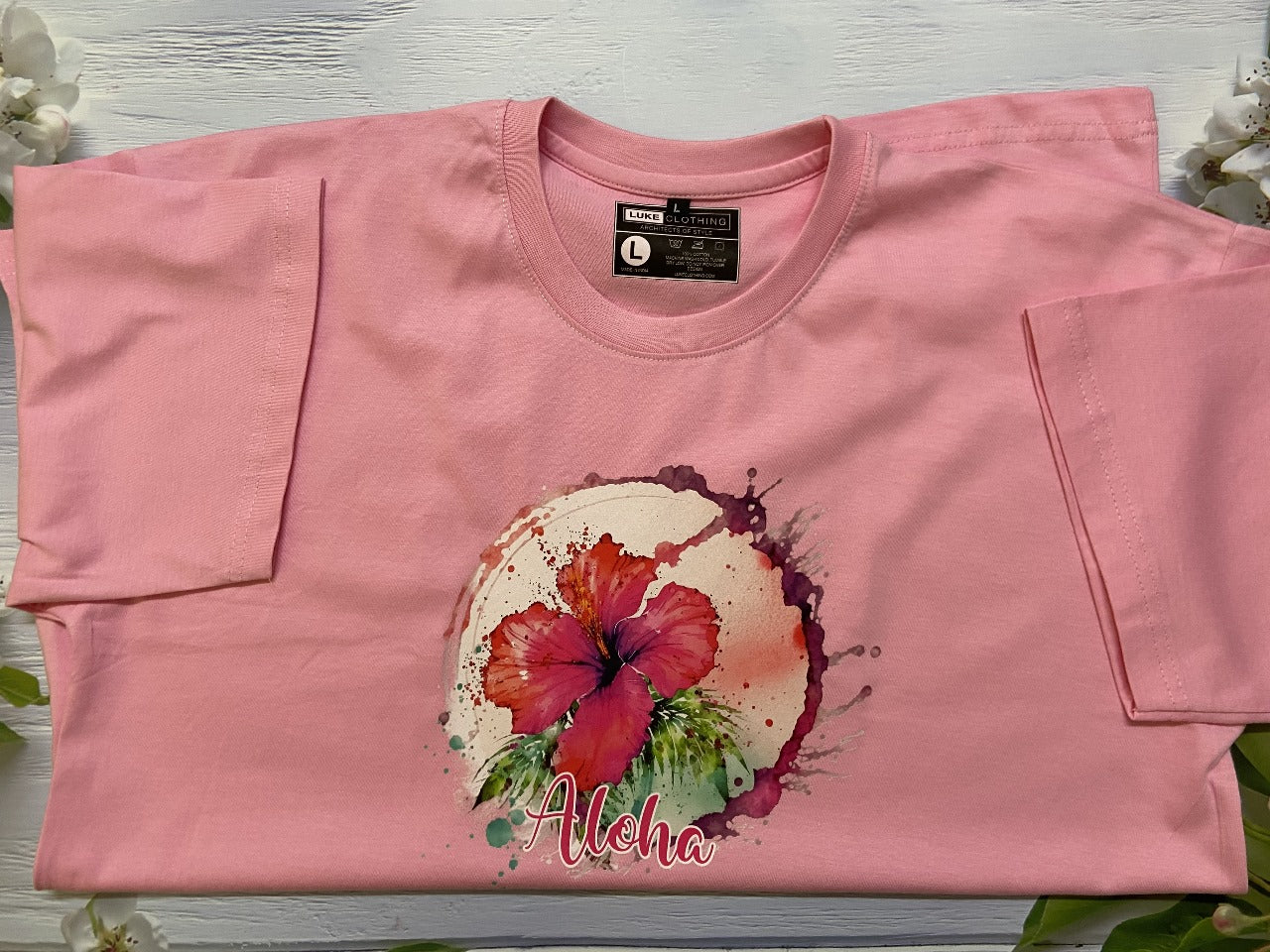 Lightweight 100% Cotton Tee for summer in Pink color with graphics