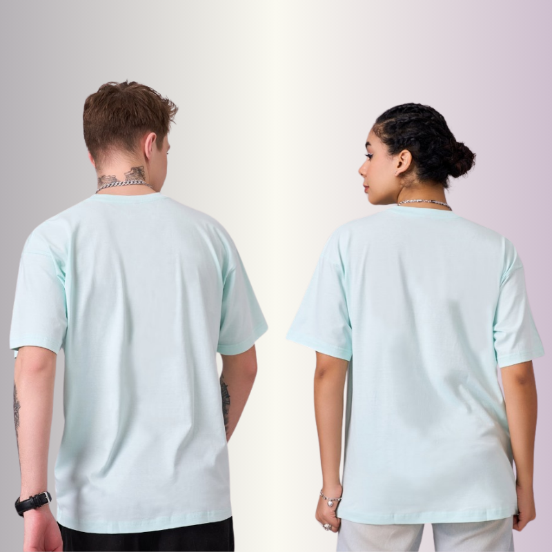 Aqua color 100% Cotton oversized unisex TShirt basic. Soft and light against the skin