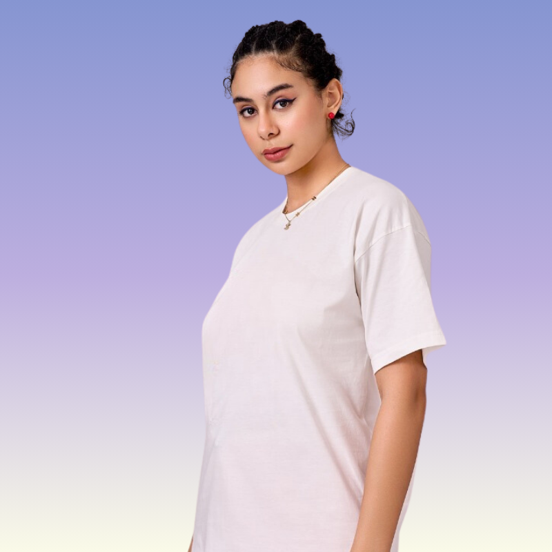 Vanilla off white color 100% Cotton oversized unisex TShirt basic. Soft and light against the skin