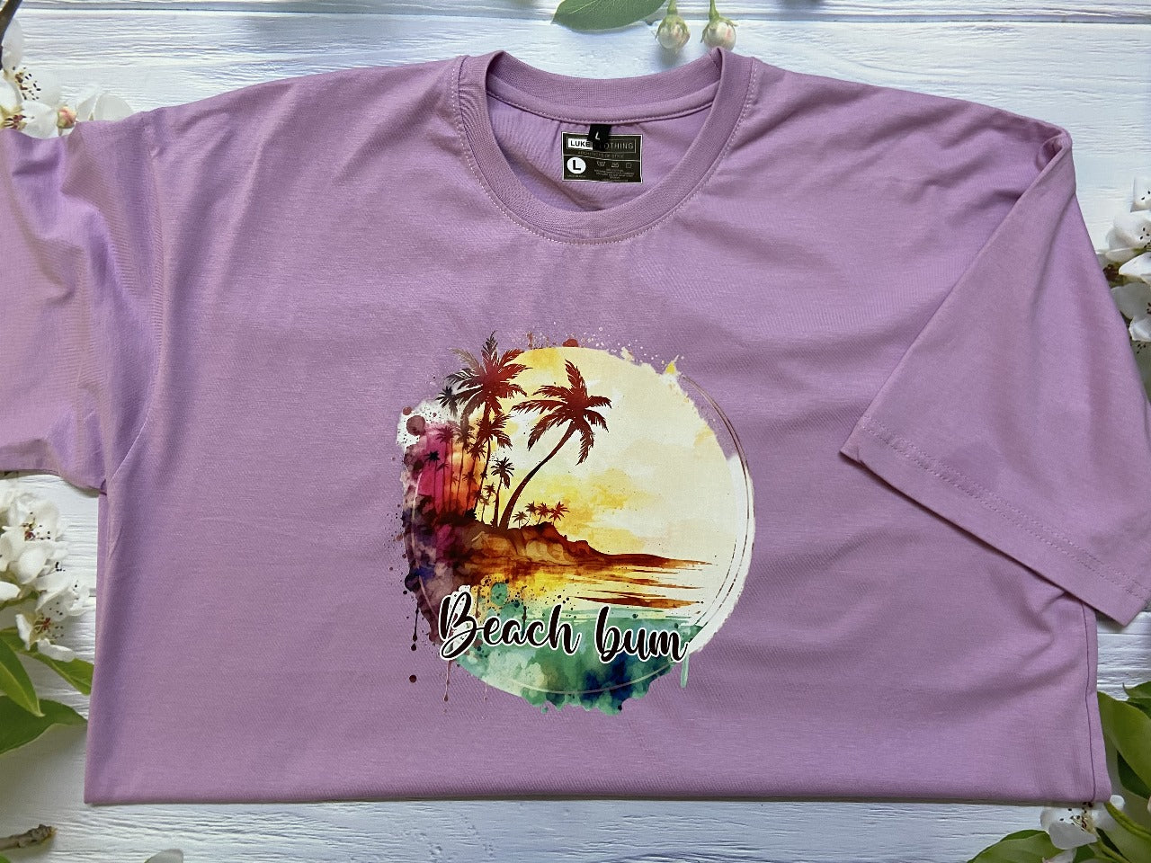 Lightweight 100% Cotton Tee for summer in Lilac color with graphics