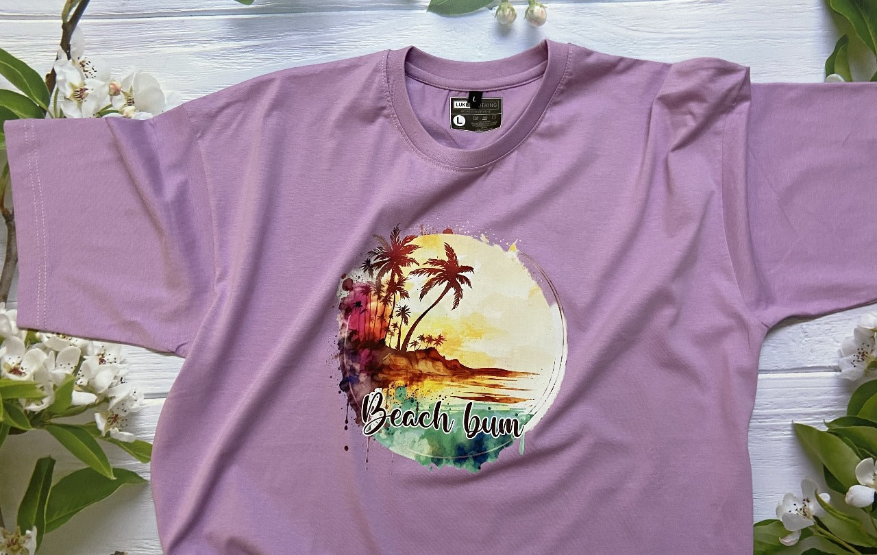 Lightweight 100% Cotton Tee for summer in Lilac color with graphics