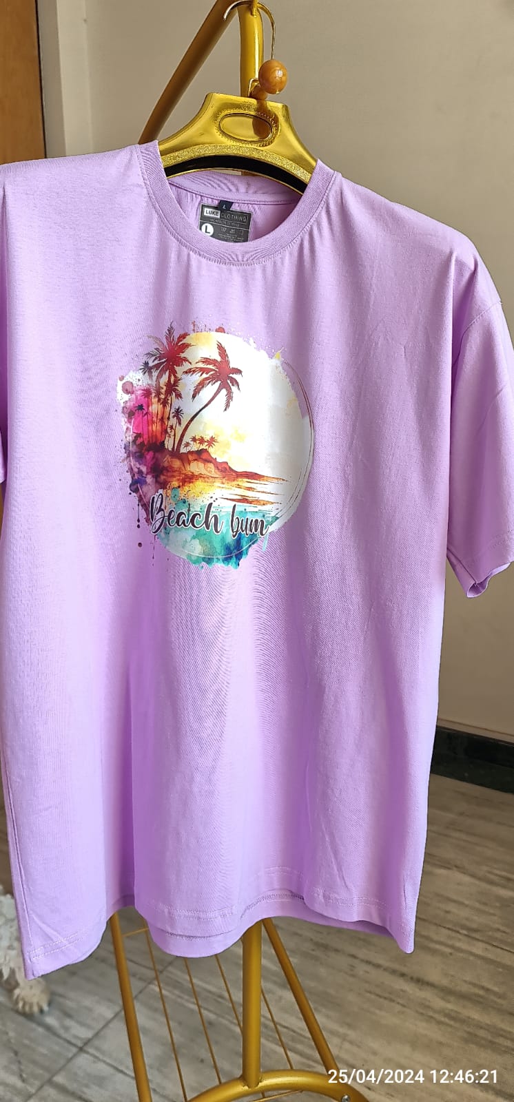 Lightweight 100% Cotton Tee for summer in Lilac color with graphics