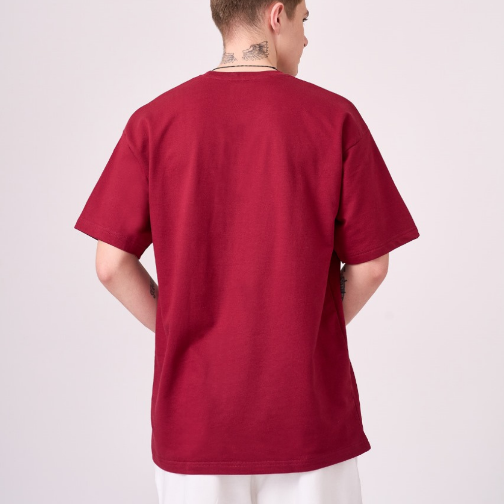 Unisex maroon color 100% Cotton drop shoulder graphic TShirt. Premium heavy fabric drapes very well over your frame & is a great choice for evening wear.