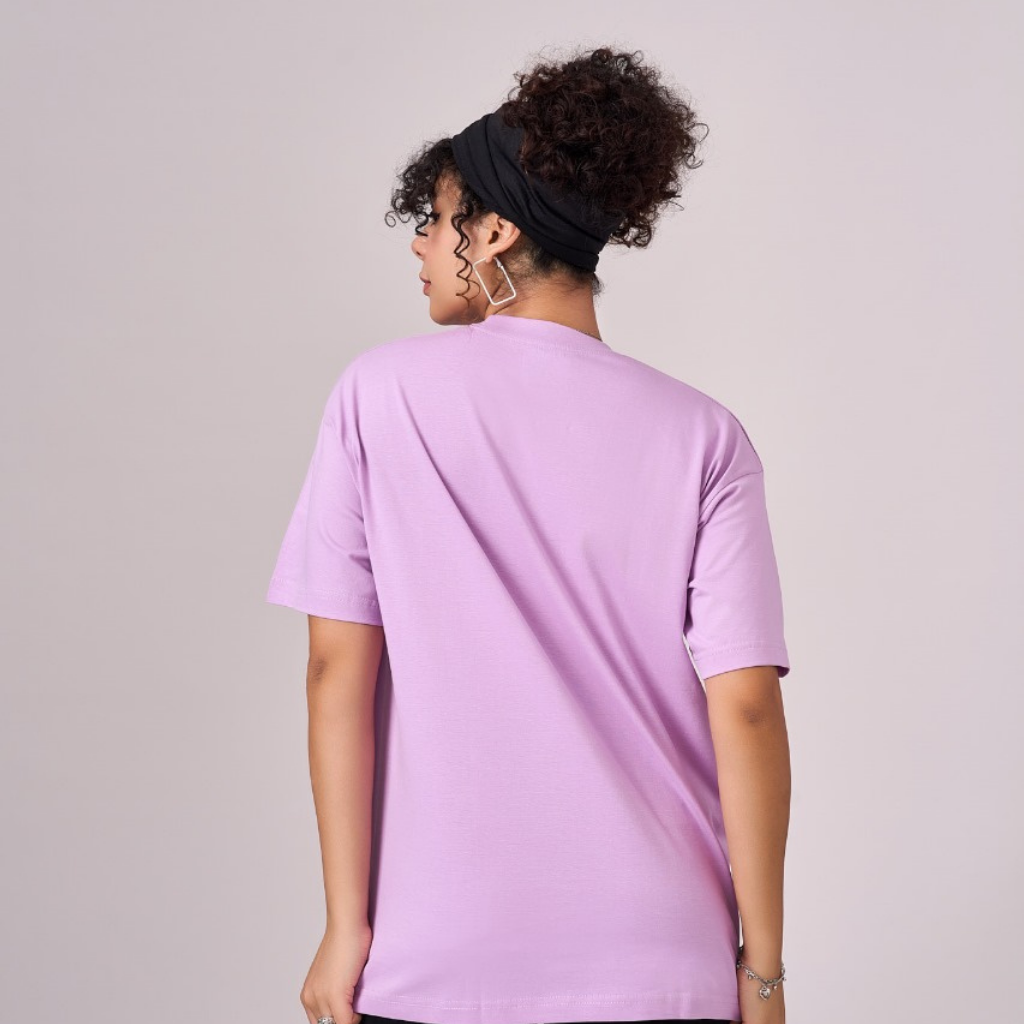 Lilac color 100% Cotton oversized unisex TShirt with graphics. Soft and light against the skin