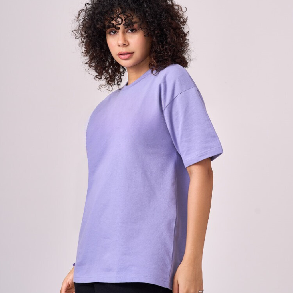 Lavender color 100% Cotton drop shoulder unisex TShirt basic. Premium heavy fabric drapes very well over your frame & is a great choice for evening wear. 