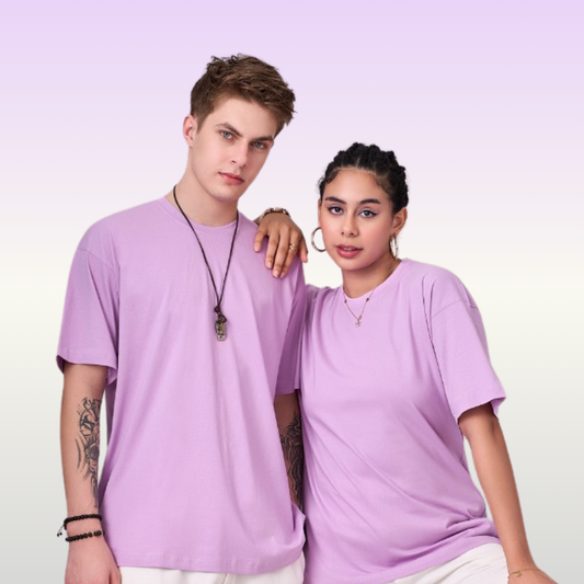 Lilac color 100% Cotton oversized unisex TShirt basic. Soft and light against the skin