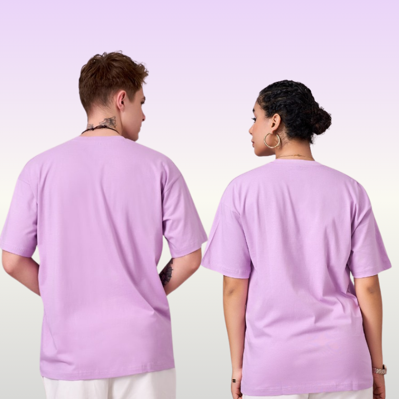 Lilac color 100% Cotton oversized unisex TShirt basic. Soft and light against the skin