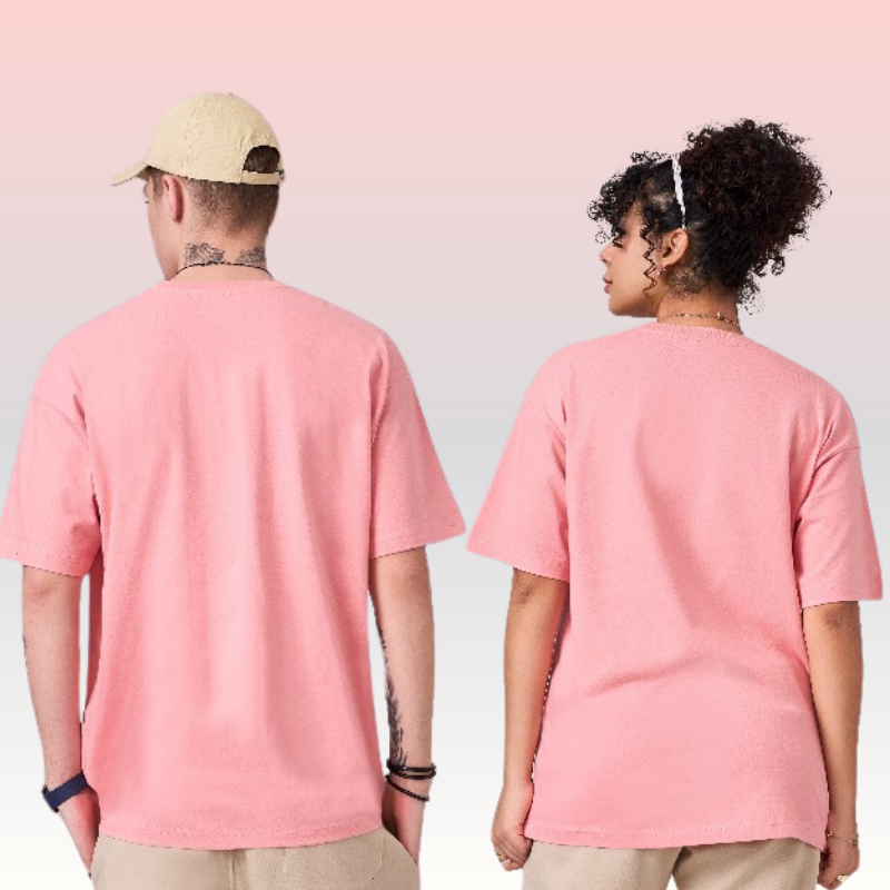 Peach color 100% Cotton oversized unisex TShirt basic. Soft and light against the skin. 