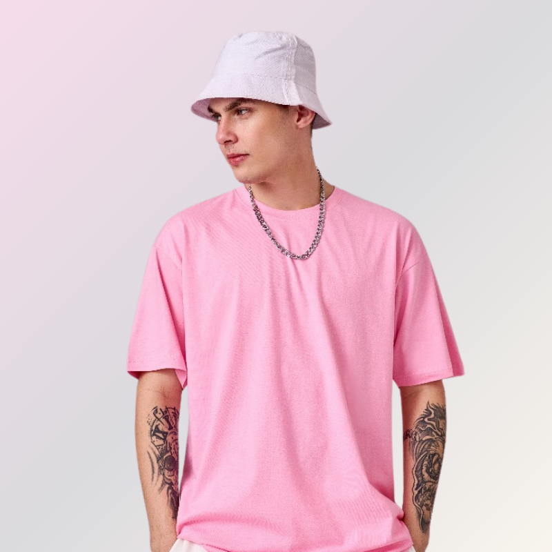 Pink color 100% Cotton oversized unisex TShirt basic. Soft and light against the skin