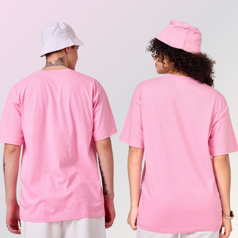 Pink color 100% Cotton oversized unisex TShirt basic. Soft and light against the skin