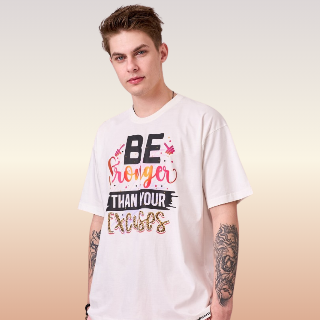 Off White color unisex 100% Cotton oversized graphic TShirt with motivational & inspirational graphics. 