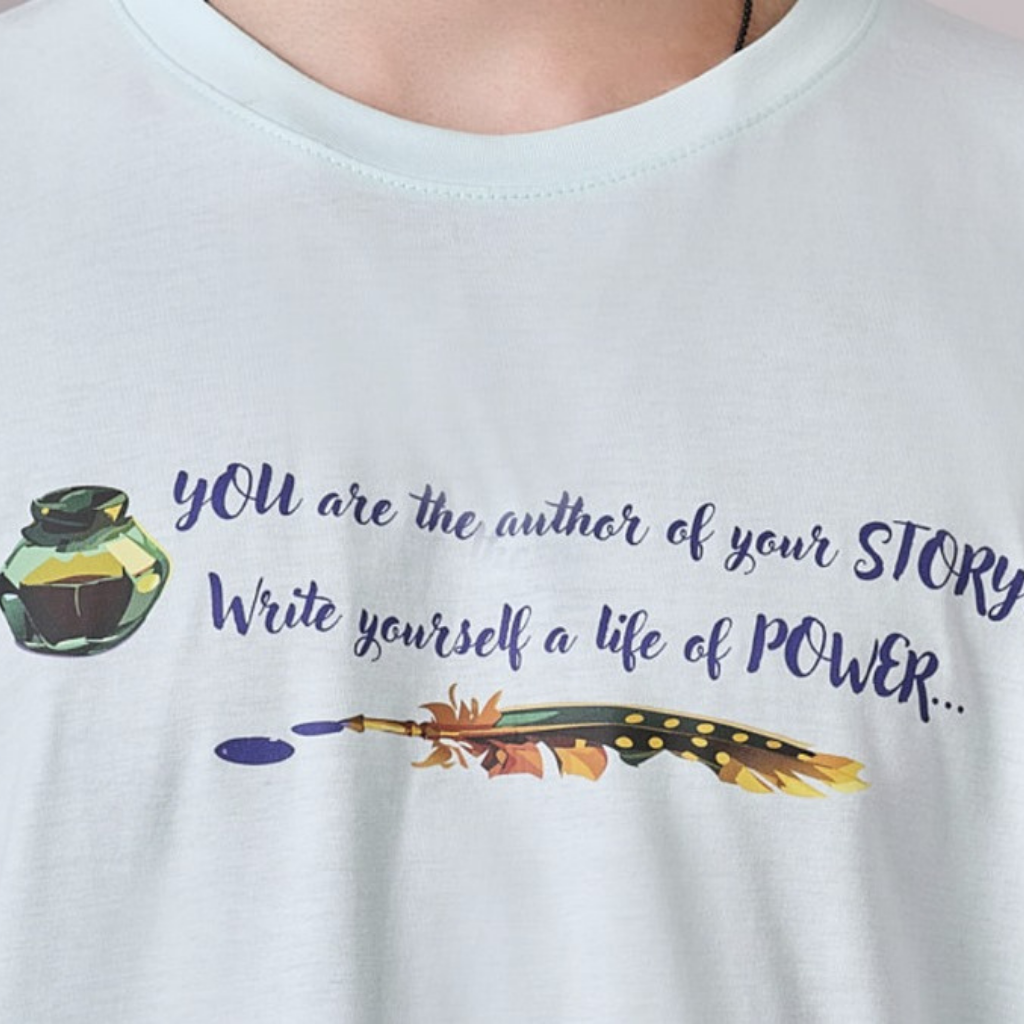 Aqua color unisex 100% Cotton oversized graphic TShirt with motivational & inspirational graphics