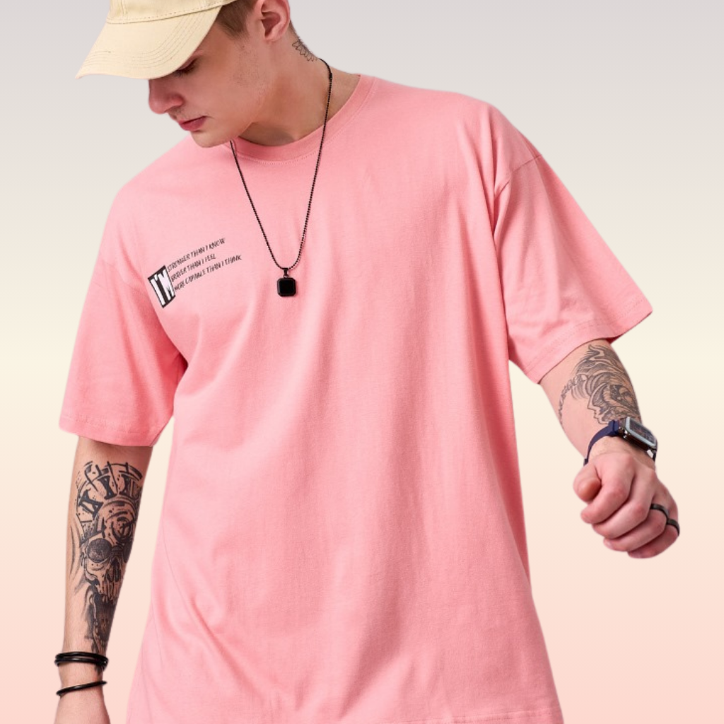 Peach color 100% Cotton oversized graphic TShirt with motivational & inspirational graphics. 