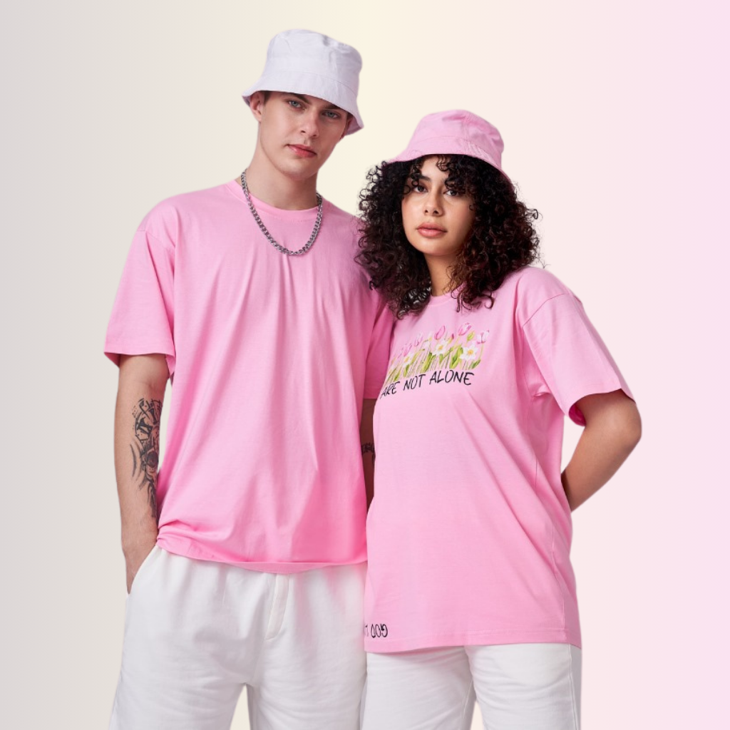 Pink color unisex 100% Cotton oversized graphic TShirt with motivational & inspirational graphics. 