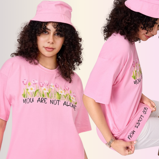 Pink color unisex 100% Cotton oversized graphic TShirt with motivational & inspirational graphics. 