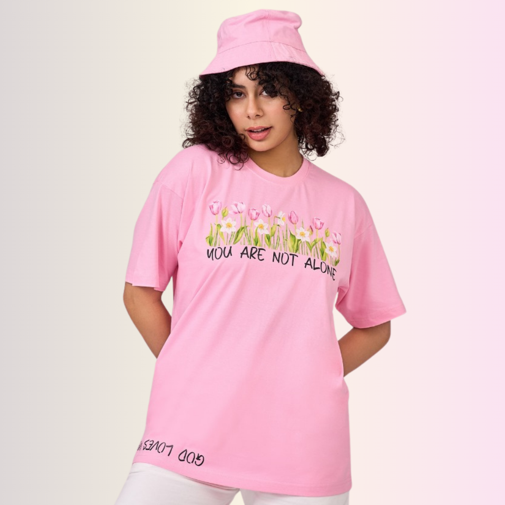 Pink color unisex 100% Cotton oversized graphic TShirt with motivational & inspirational graphics. 