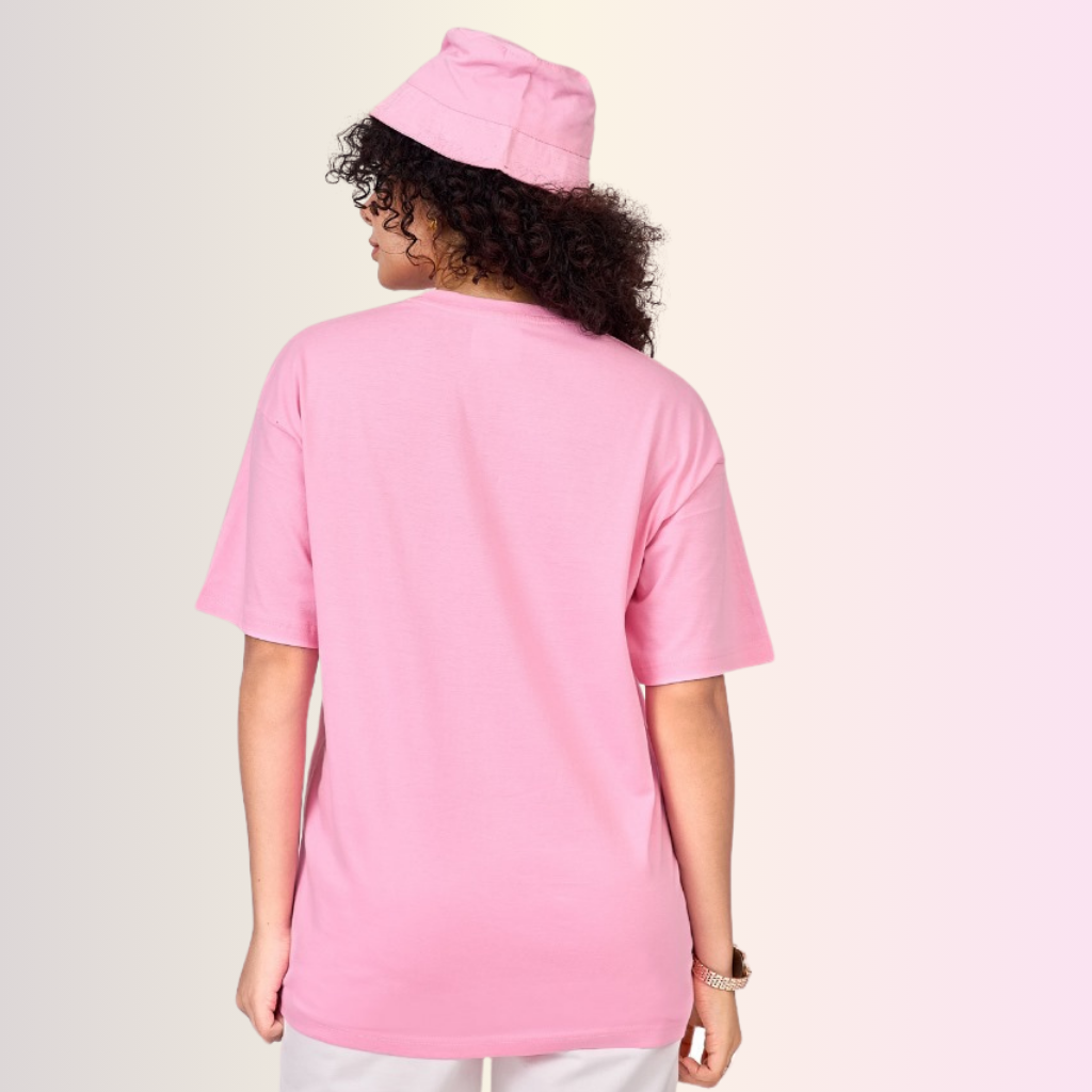 Pink color unisex 100% Cotton oversized graphic TShirt with motivational & inspirational graphics. 