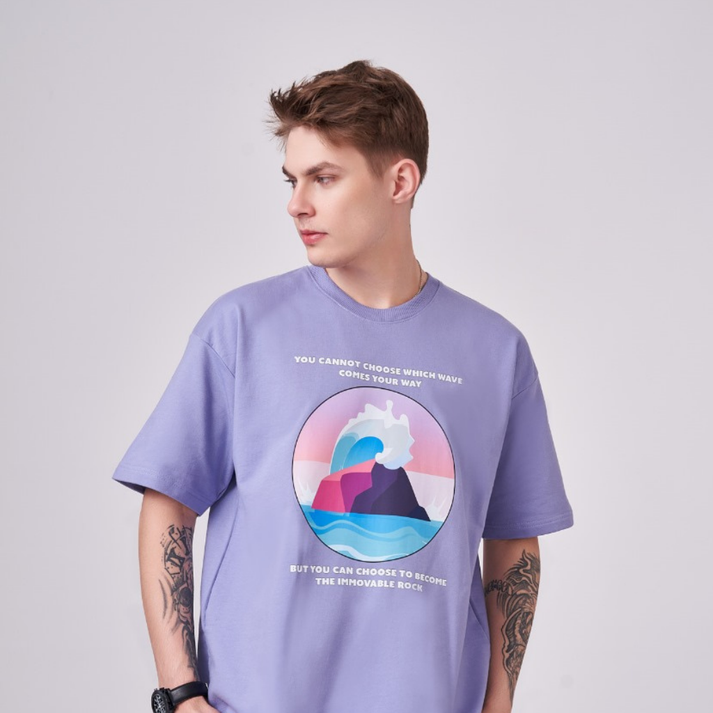 Unisex lavender color 100% Cotton drop shoulder graphic TShirt with motivational & inspirational graphics. 