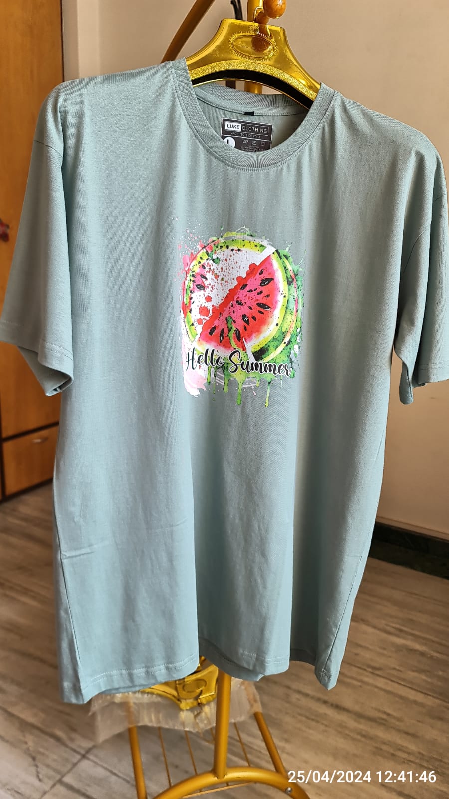 Lightweight 100% Cotton Tee for summer in Sage Green color with graphics